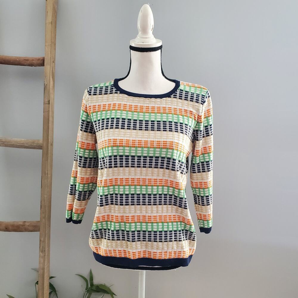 Alfred Dunner Knit Striped Lightweight Sweater Size M